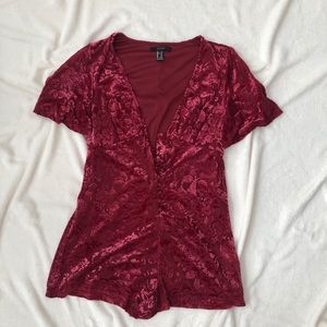 Forever 21 Velvet Romper Medium
